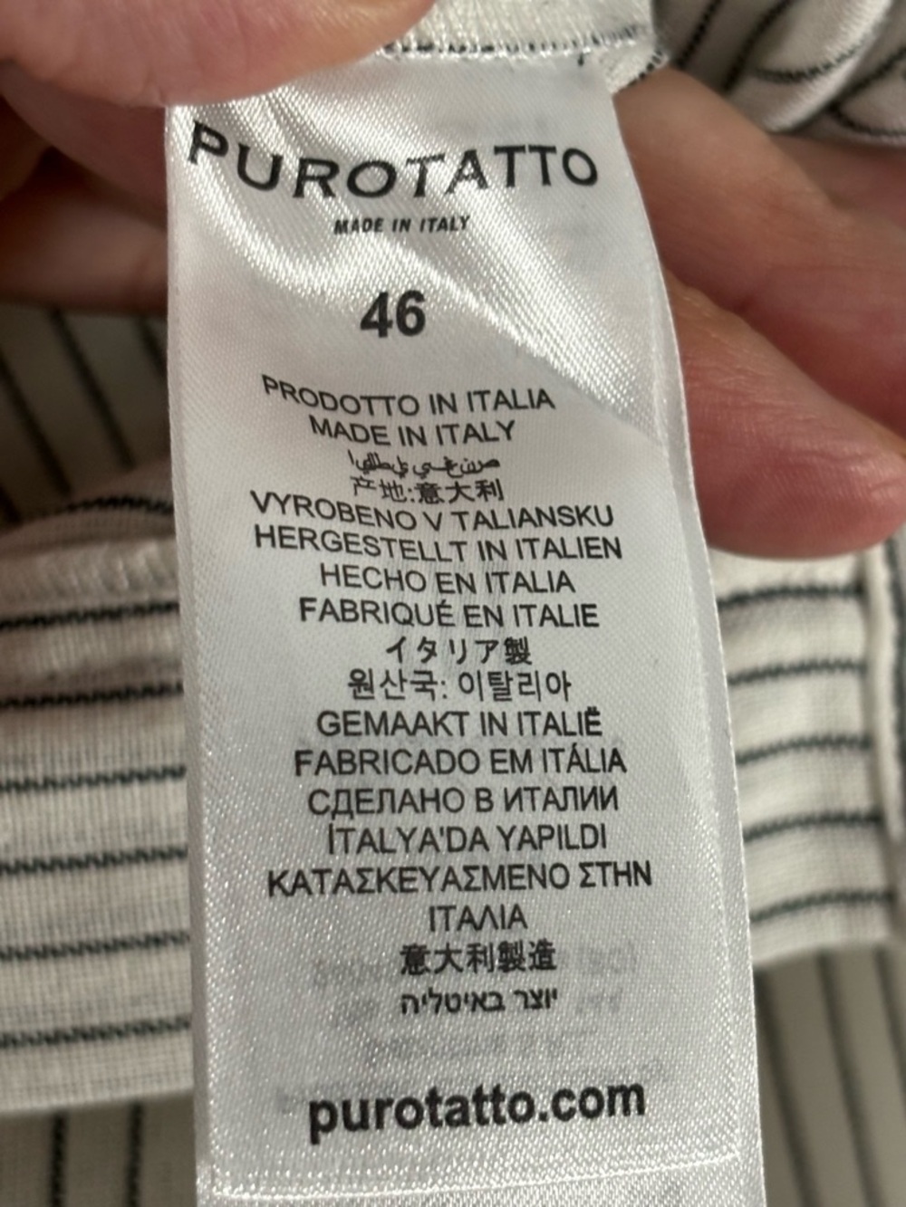 NWT PUROTATTO Striped Wide Leg Cotton Linen Trousers in White and Gray Sz 46/10 - Picture 8 of 11